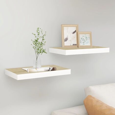 vidaXL Étagères flottantes 2 pcs Chêne et blanc 40x23x3,8 cm MDF (1/5)
