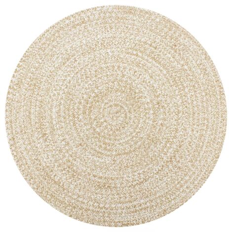 Vidaxl – Tapis kilim fait à la main en jute tressé blanc et naturel 90 cm – Texture unique – Durable pour zones à fort passage