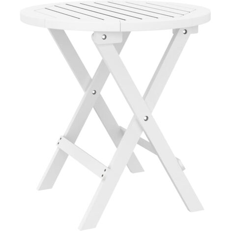 Table pliable de jardin blanc Ø 46 cm bois d'acacia solide vidaXL