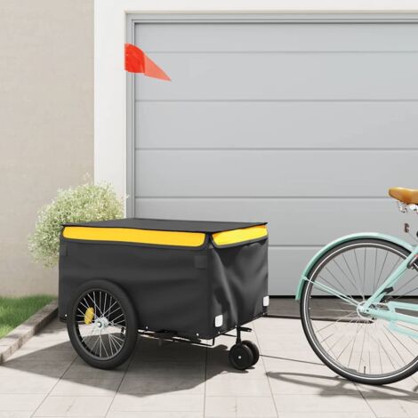 Remorque de vélo noir et jaune 45 kg fer vidaXL824623