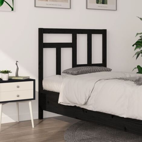 Tête de lit Noir 95,5x4x100 cm Bois massif de pin vidaXL