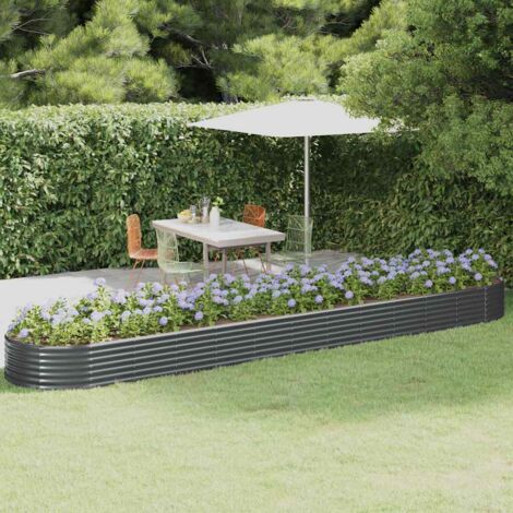 vidaXL Garden Raised Bed Galvanised Steel 507x100x36 cm Anthracite