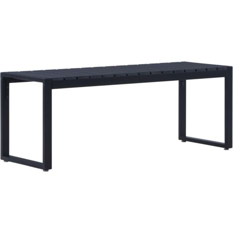 Vidaxl – Banc de jardin 120,5 cm – Panneau PS noir – Cadre en fer durable – Design contemporain pour espaces extérieurs