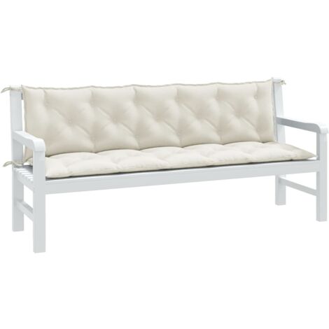 vidaXL Coussins de banc de jardin lot de 2 crème mélangé tissu