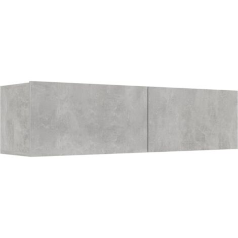 Vidaxl – Meuble TV gris béton 120x30x30 cm – Bois d’ingénierie – 2 portes abattantes – Capacité de charge 60 kg – Montage facile