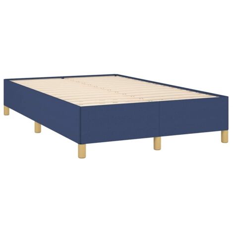 Vidaxl – Cadre de lit sans matelas 120x190 cm – Tissu polyester bleu – Structure en bois de pin massif – Lattes en contreplaqué pour stabilité