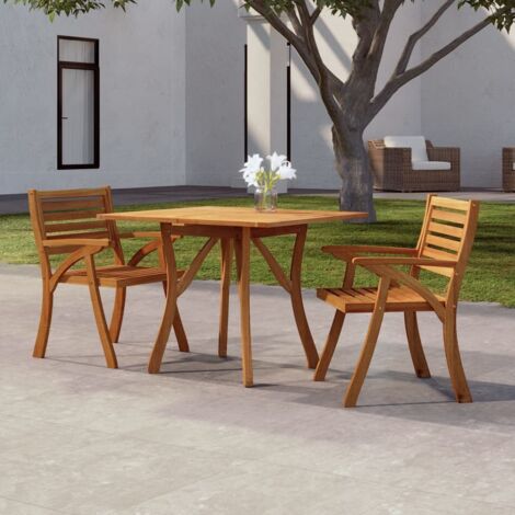 Vidaxl – Table de jardin en bois d'acacia massif 85x85x75 cm – Surface à lattes facile à nettoyer – Design élégant avec pieds incurvés
