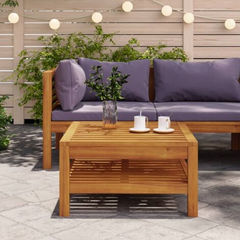 Vidaxl – Table basse fixe en bois d'acacia massif 65x65x35 cm – Résistante aux intempéries – Idéale pour patio et jardin – Finition à l'huile