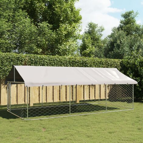 Vidaxl – Chenil extérieur avec toit 400x200x150 cm – Acier galvanisé durable – Système de verrouillage à loquet – Pour chiens en extérieur