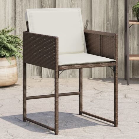 vidaXL Chaises de jardin avec coussins lot de 4 marron résine tressée (1/5)