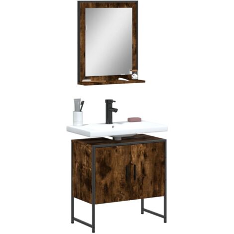vidaXL 2 Piece Bathroom Cabinet Set Smoked Oak Engineered Wood (1/5)