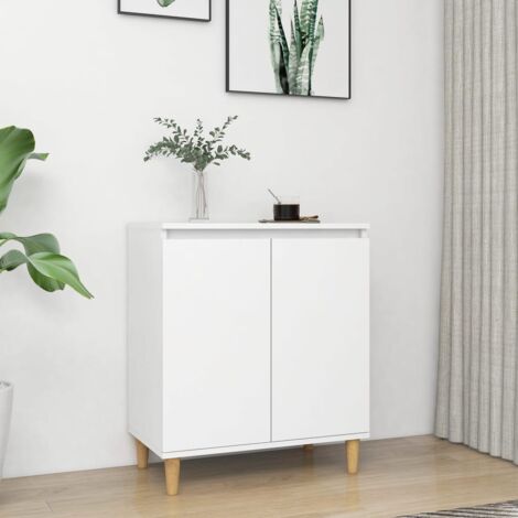 Vidaxl – Buffet scandinave blanc 60x35x70 cm – Bois massif d'eucalyptus – 2 compartiments de rangement – Facile à nettoyer