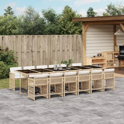 Ensemble à manger de jardin et coussins 13 pcs beige vidaXL