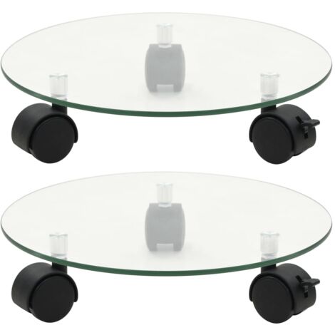 Vidaxl – Porte-plantes roulant 2 pcs en verre trempé 28 cm rond – Roulettes pivotantes 360° avec frein – Support pour jardinière (1/4)