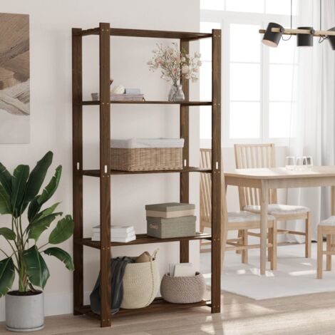 Vidaxl – Étagère de rangement 5 niveaux marron 80x38x170 cm – Bois de pin massif – Capacité 250 kg – Fixation murale incluse