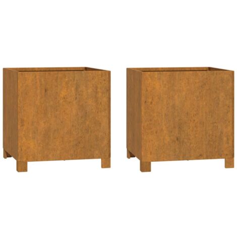 vidaXL Jardinières avec pieds 2 pcs Rouillé 40x40x40 cm Acier corten (1/6)