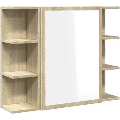 Vidaxl – Armoire murale de salle de bain chêne sonoma 80x20,5x64 cm – Bois d'ingénierie – 1 porte – 8 compartiments – Résistante à l'humidité