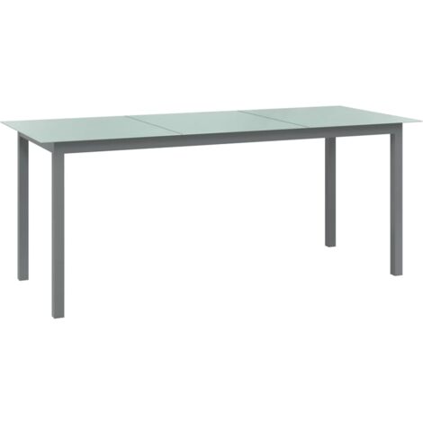 vidaXL Table de jardin Gris clair 190x90x74 cm Aluminium et verre