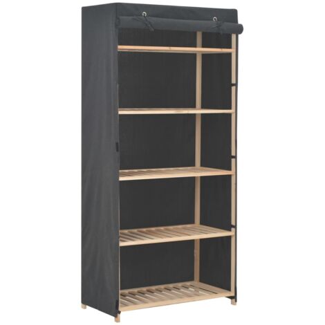Vidaxl – Armoire en tissu gris 79 x 40 x 170 cm – 4 étagères fixes – Barre à cintres – Housse anti-poussière