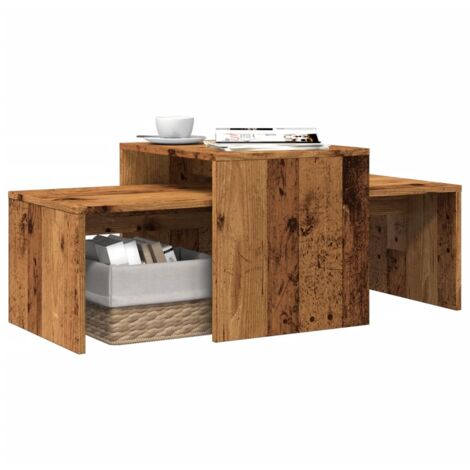 Vidaxl – Table basse gigogne en bois d'ingénierie vieux bois 100x48x40 cm – Surface résistante à l'humidité – Espace de rangement intégré (1/5)