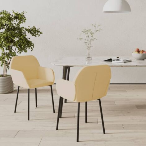 Lot de 2 Chaises Scandinave - Chaises de salle à manger Crème Velours vidaXL (1/5)