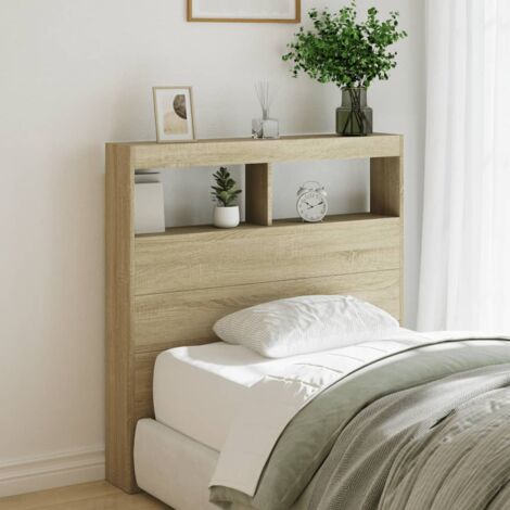 Vidaxl – Tête de lit avec LED chêne sonoma 100x17x102 cm – Bois d'ingénierie résistant à l'humidité – Lumières RVB personnalisables