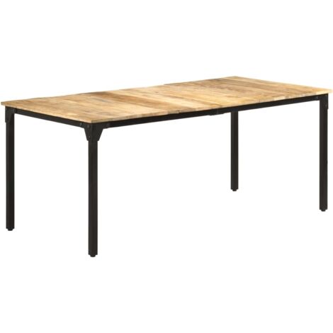 Vidaxl – Table à manger 180x90 cm en bois de manguier brut – Pieds en fer enduit de poudre – Résistante et durable – Unique par ses couleurs et grains (1/6)