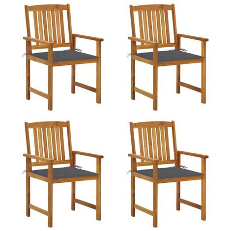 Chaises de jardin avec coussins lot de 4 Bois d'acacia massif vidaXL (1/6)