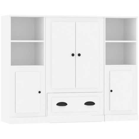 Vidaxl – Buffet 3 pcs blanc bois d'ingénierie – Grand espace de rangement – Design minimaliste et intemporel – Résistant à l'humidité (1/5)