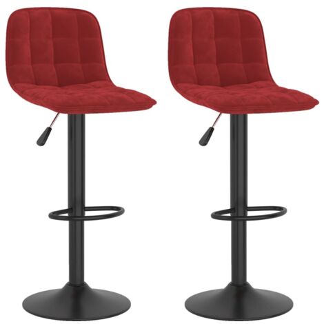 Tabourets de bar lot de 2 rouge bordeaux velours vidaXL (1/7)