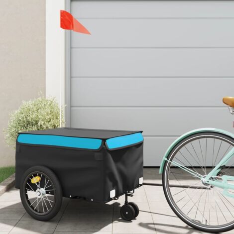 vidaXL Remorque de vélo noir et bleu 45 kg fer (1/5)