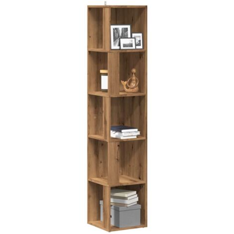 Vidaxl – Etagère d'angle en bois d'ingénierie 33x33x165 cm – Résistante à l'humidité – Grand espace de rangement – Design compact
