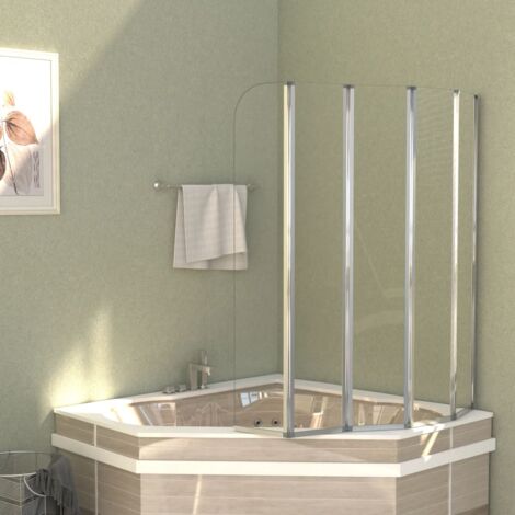 Vidaxl – Enclos de bain 120x140 cm – Verre trempé 5 mm – Design pliable avec accessoires de fixation – Pour salle de bain moderne