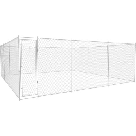 Vidaxl – Chenil extérieur pour chiens en acier galvanisé 570x570x185 cm – Clôture à mailles galvanisées – Porte avec serrure