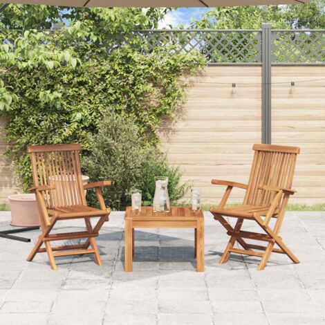 Vidaxl – Chaises pliables de jardin en teck – Lot de 2 – Ergonomiques avec accoudoirs – Dimensions 55x60x89 cm – Pliable pour rangement facile