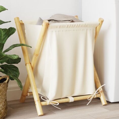 Panier à linge blanc crème 45x55x63,5 cm bambou vidaXL