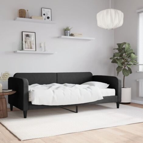 vidaXL Lit de jour avec matelas noir 90x190 cm tissu (1/5)