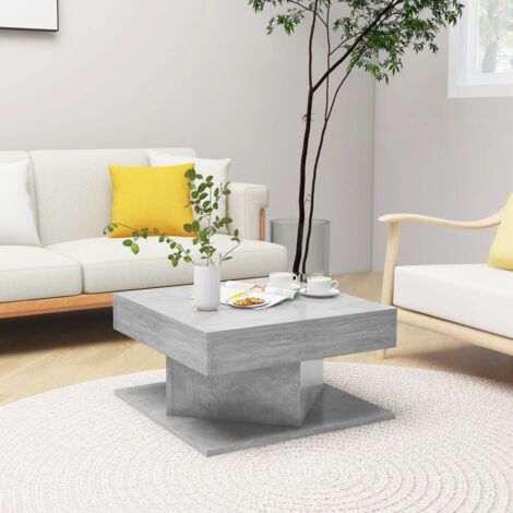 Vidaxl – Table basse fixe 57x57x30 cm en aggloméré gris béton – Surface stable et facile à nettoyer – Assemblage requis