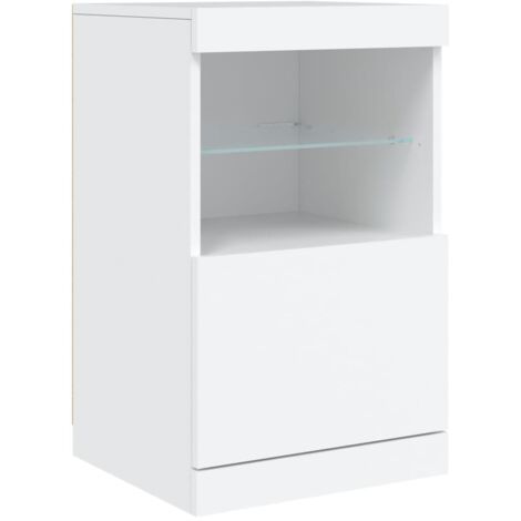 Vidaxl – Buffet moderne blanc 41x37x67 cm – Bois d'ingénierie avec éclairage LED RVB – Grand espace de rangement pour objets décoratifs - vidaXL80687 (1/6)