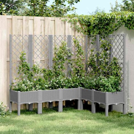Jardinière avec treillis gris clair 160x120x142 cm PP vidaXL