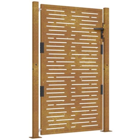 Vidaxl – Portail fer et acier corten 105x155 cm – Système verrouillable avec 3 clés – Design découpé au laser – Anti-corrosif naturel