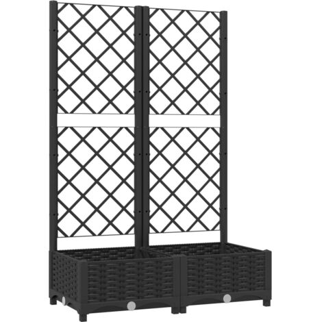 Jardinière avec treillis Noir 80x40x121,5 cm PP vidaXL