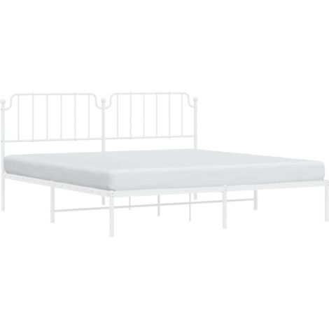 Cadre de lit métal sans matelas et tête de lit blanc 200x200 cm vidaXL (1/5)