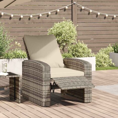 Fauteuil inclinable de jardin avec coussins marron clair rotin vidaXL