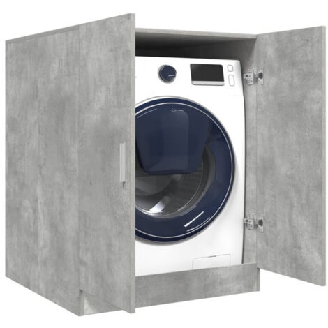Vidaxl – Meuble machine à laver gris béton 70,5x71,5x91,5 cm – Bois d'ingénierie – Espace de rangement derrière porte – Pour salle de bain ou buanderie