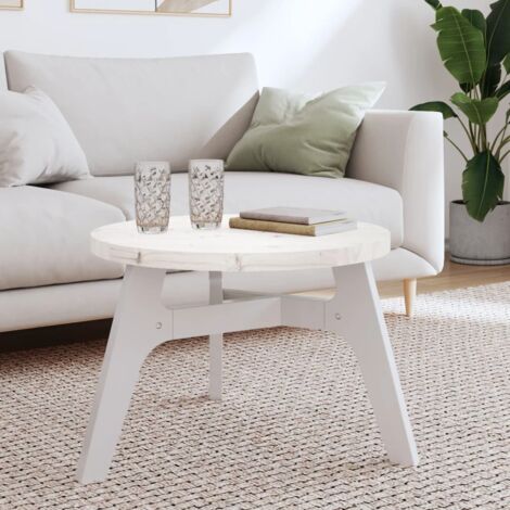 Vidaxl – Dessus de table ronde blanc 60 cm – Épaisseur 3 cm en bois de pin massif – Pour table basse ou création personnalisée (1/6)