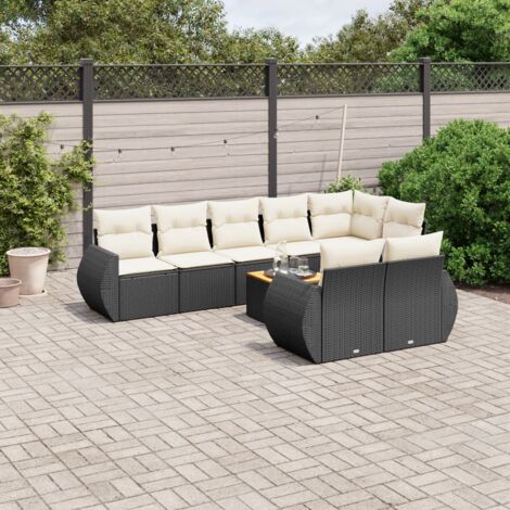 vidaXL Salon de jardin 9 pcs avec coussins noir résine tressée (1/3)