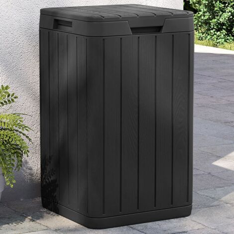 Vidaxl – Poubelle d'extérieur 80L en polypropylène – Résistante aux intempéries et aux UV – Texture imitation bois – Dimensions 38x38x65 cm (1/5)
