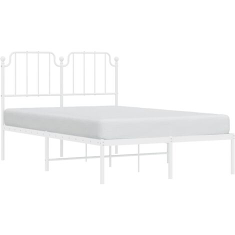 Cadre de lit métal sans matelas et tête de lit blanc 120x200 cm vidaXL (1/5)