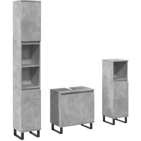 vidaXL Ensemble de meubles de salle de bain 3 pcs gris béton (1/5)